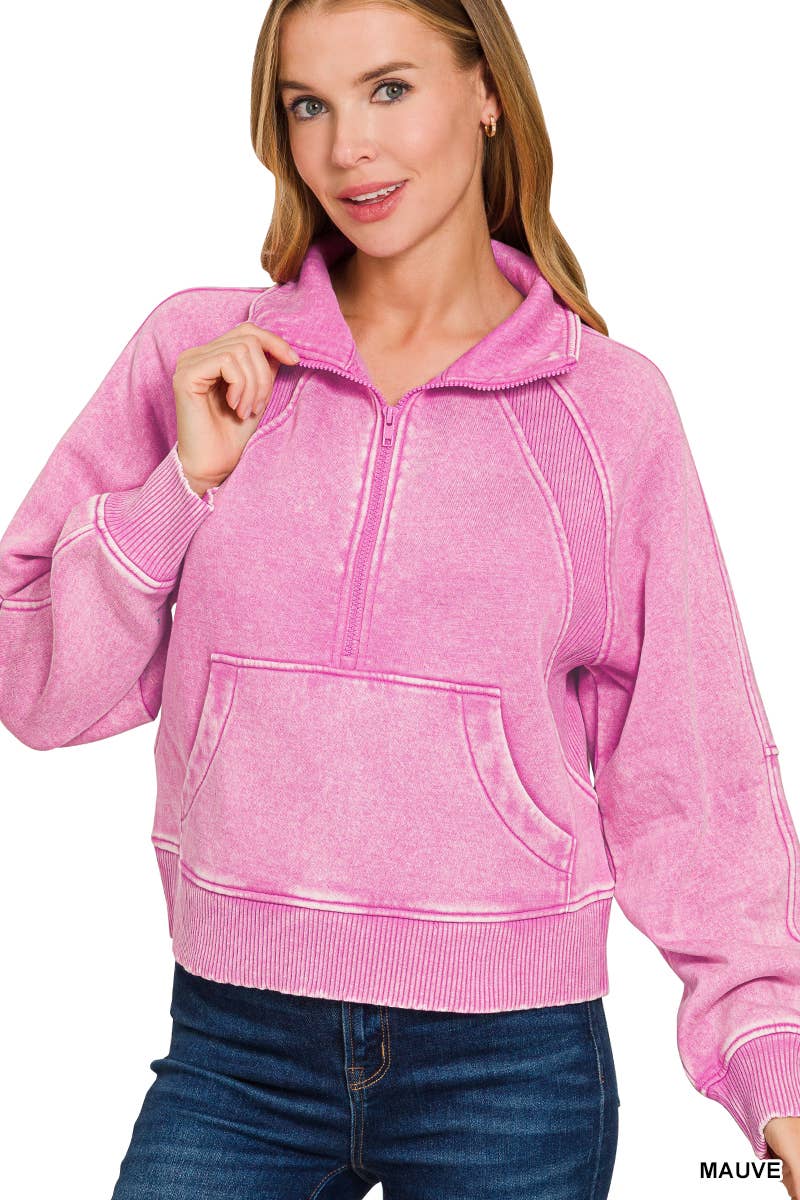 42POPS - Wholesale Sweatshirt - Women's - `.Half Zip Cropped Pullover22