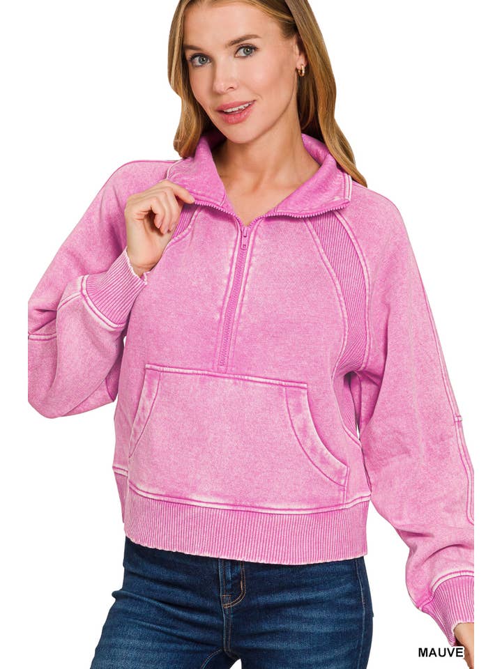 42POPS - Wholesale Sweatshirt - Women's - `.Half Zip Cropped Pullover22