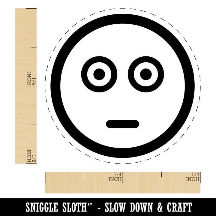 Sniggle Sloth - Wholesale Rubber/Decorative Stamp - Scared Face Emoticon Rubber Stamp for Stamping Crafting Planners