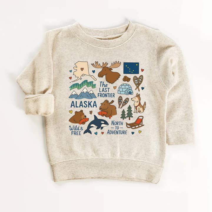 Alaska Kids Sweatshirt – Last Frontier Icons for wholesale by EnjoyMyDesign