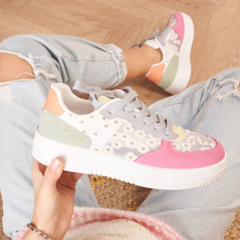 idealshoes - Wholesale Sneakers - Dames - idealshoes dames sneakers met bloemenprint22