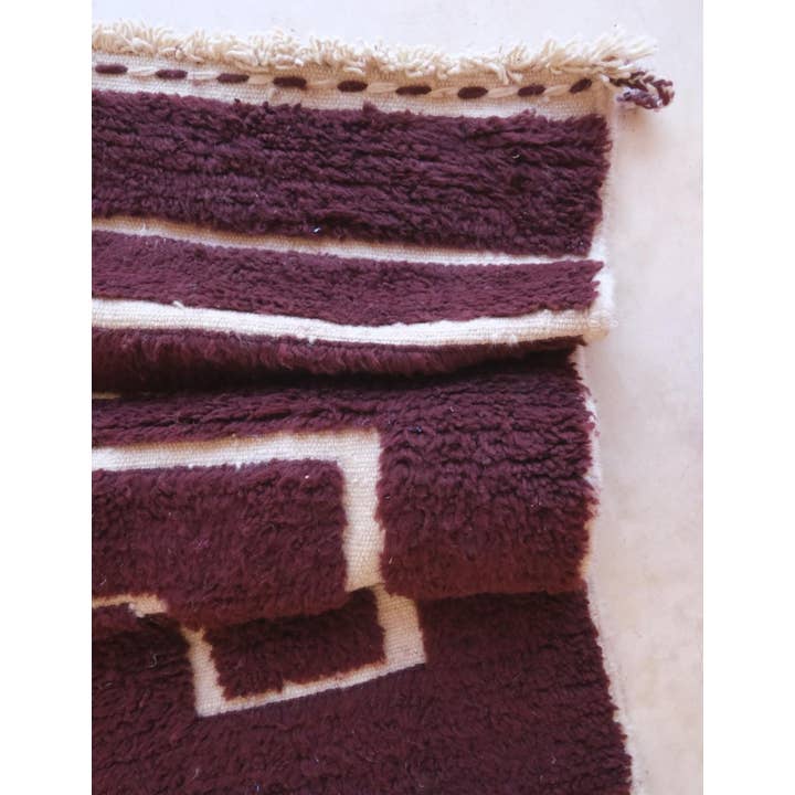 bazarifinagh - Wholesale Area Rug - Handmade Burgundy Textured Moroccan Wool Rug 7x9ft5