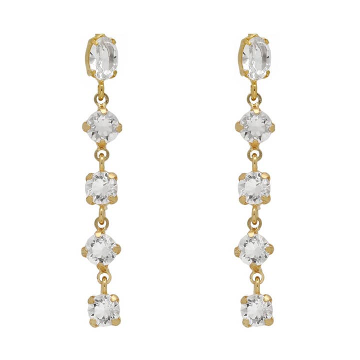 Long earrings Good Morning with crystal in Silver for wholesale by Victoria Cruz