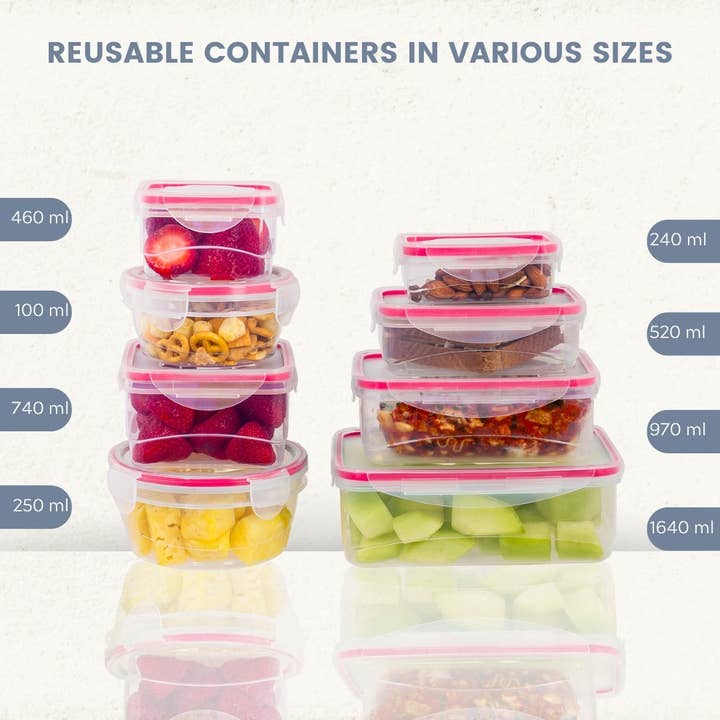 Lexi Home - Wholesale Food Storage Container - Durable Plastic Food Containers with Snap Lock Lids - 16 PC