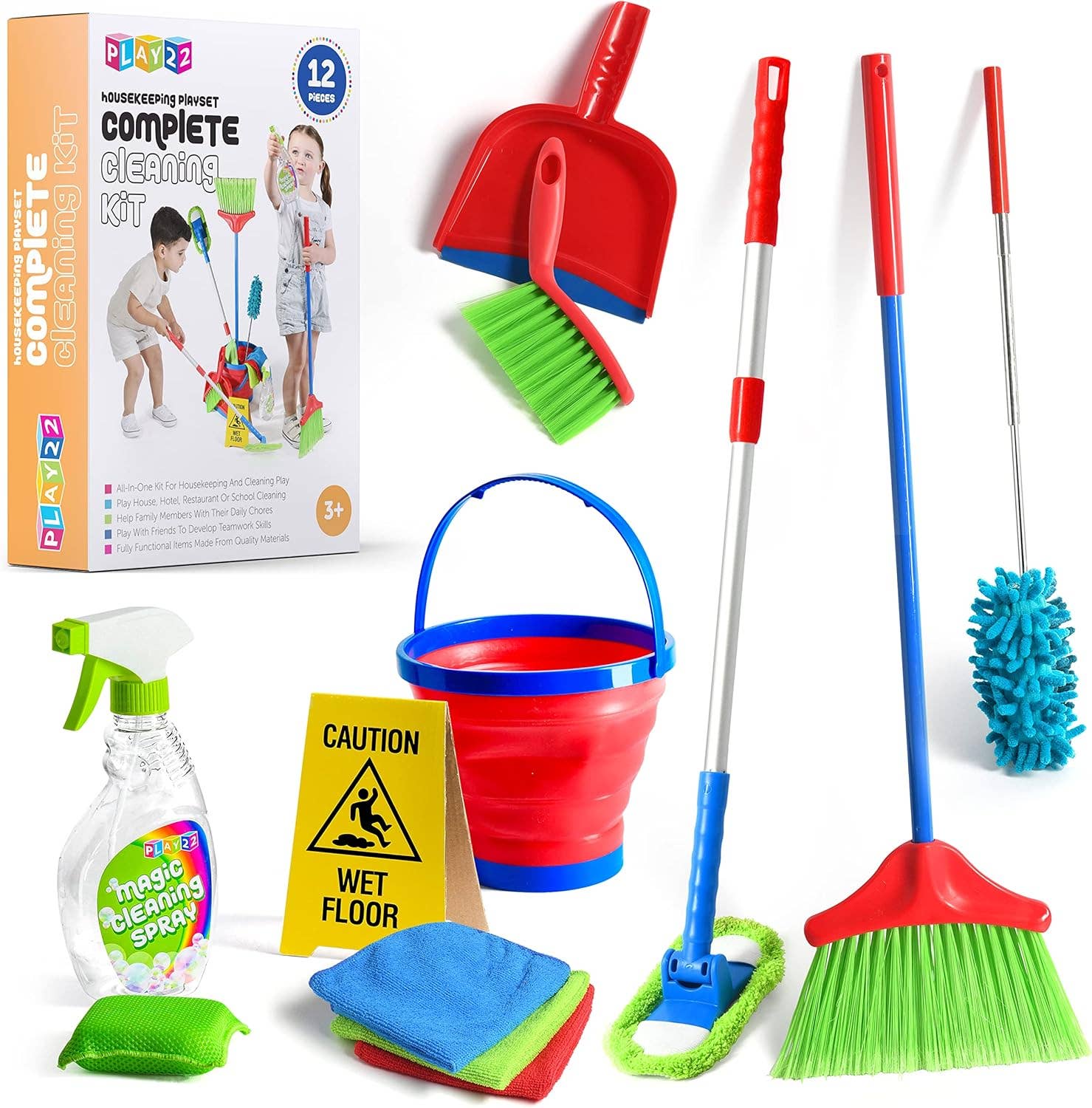 Play22 - Wholesale Toy Set - Kids - 12-Piece Kids Cleaning Set - Toy Housekeeping Fun