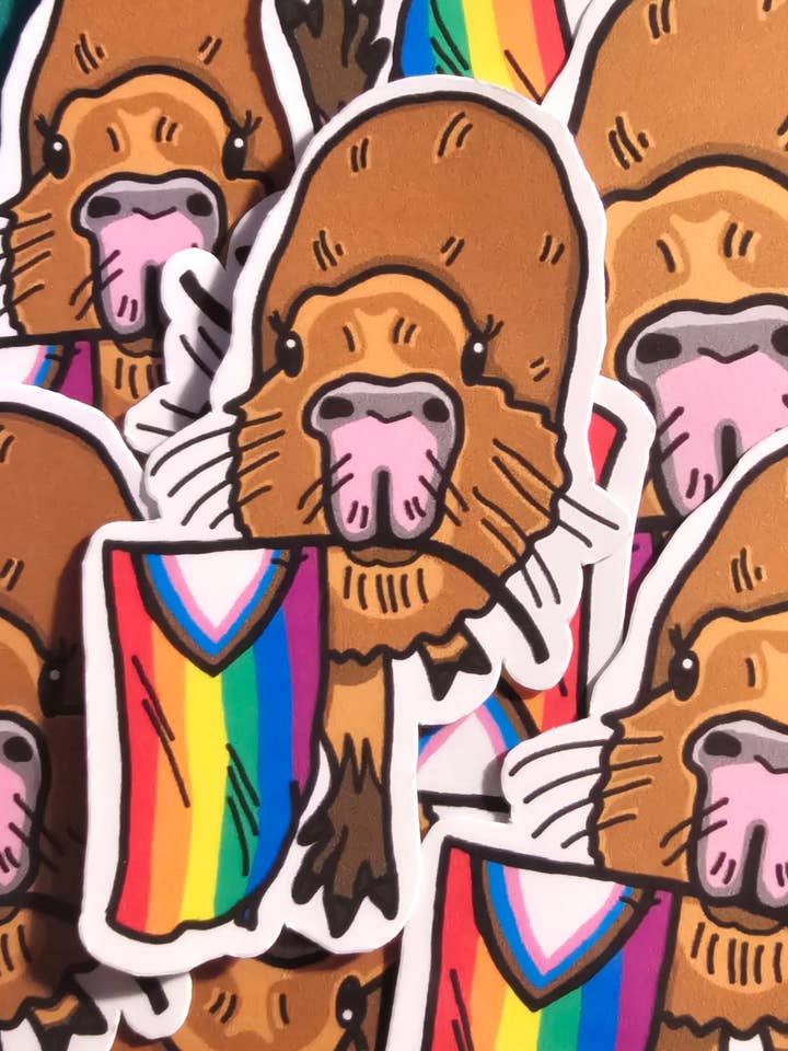 Autocollant Pride Capybara pour la vente par Femmearchist