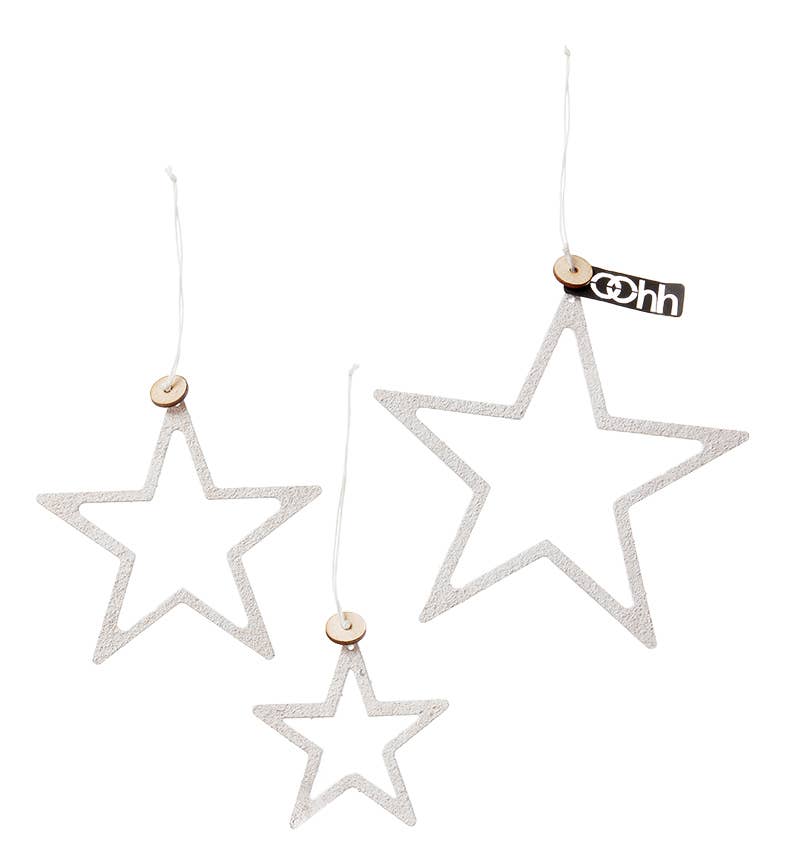 Lübech Living – wholesale Christmas decoration – s/3 WOODz Christmas stars, White0