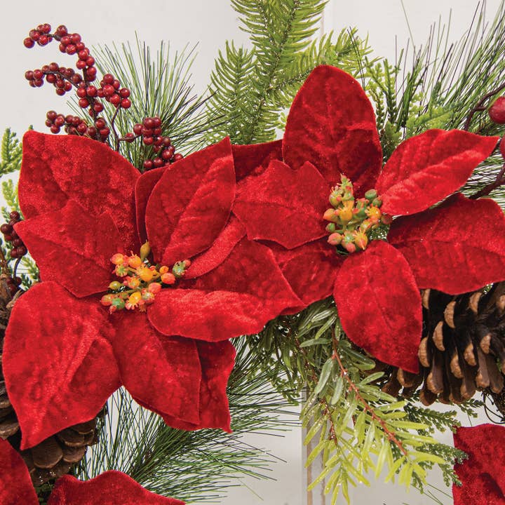 Saybrook Lane – wholesale Wreath – Winter Party Poinsettia & Pine Wreath, 24"2