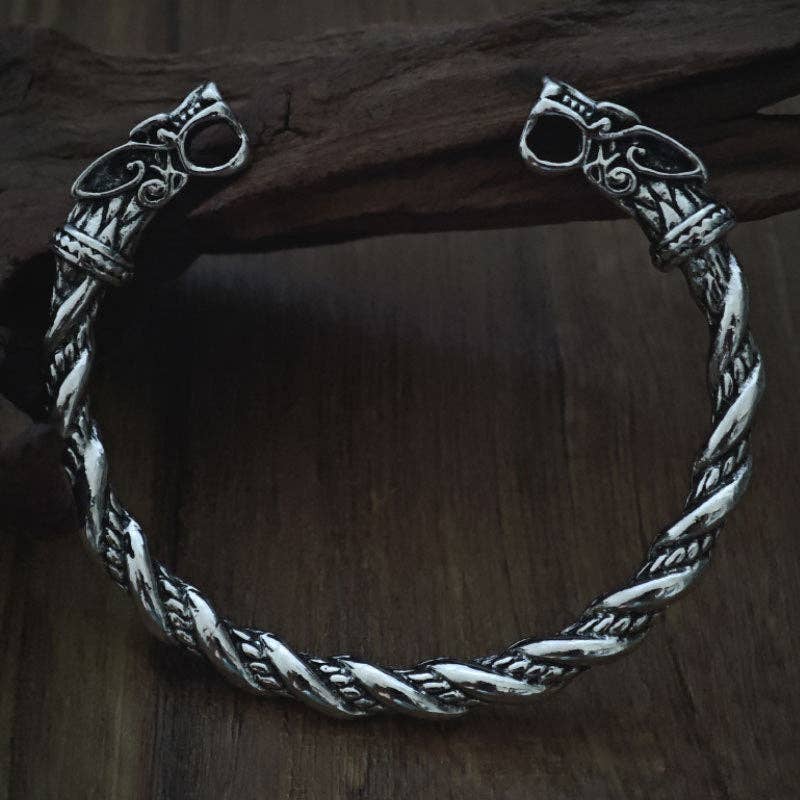 SALINA TRADING INC - Wholesale Cuff Bracelet - Viking Wolf Head Bracelet Fashion Jewelry for Men3