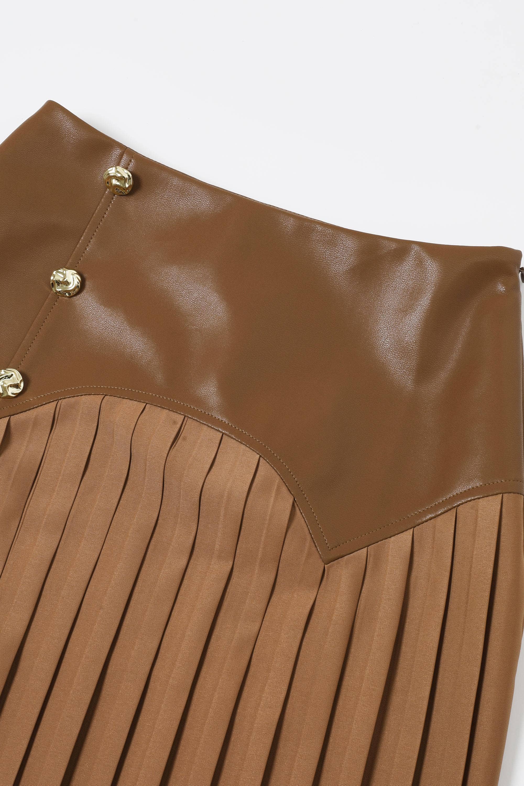 RIVIR - Wholesale Skirt - Women's - Faux Leather Pleated Midi Skirt10