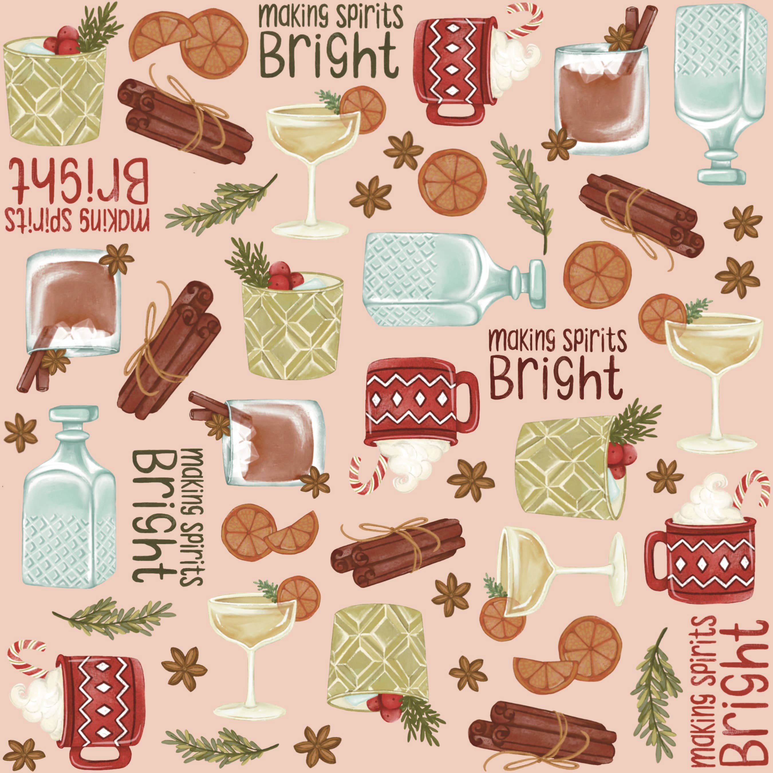 GiftyWrap - Wholesale Wrapping Paper Roll - Making Spirits Bright - Double Sided4