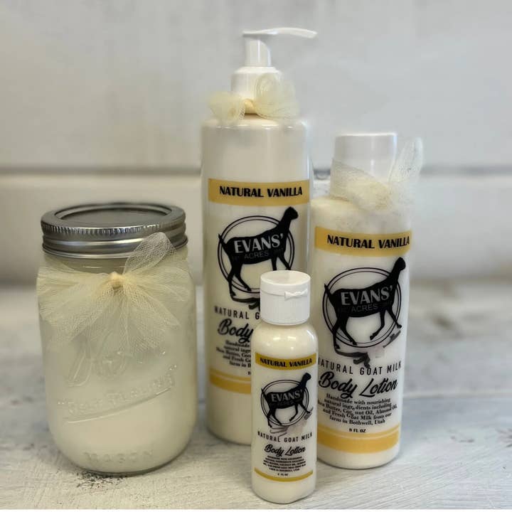 Natural Vanilla Goat Milk Lotion for wholesale by Evans’ Acres Mini Farm - Goat Milk Skin and Hair Products