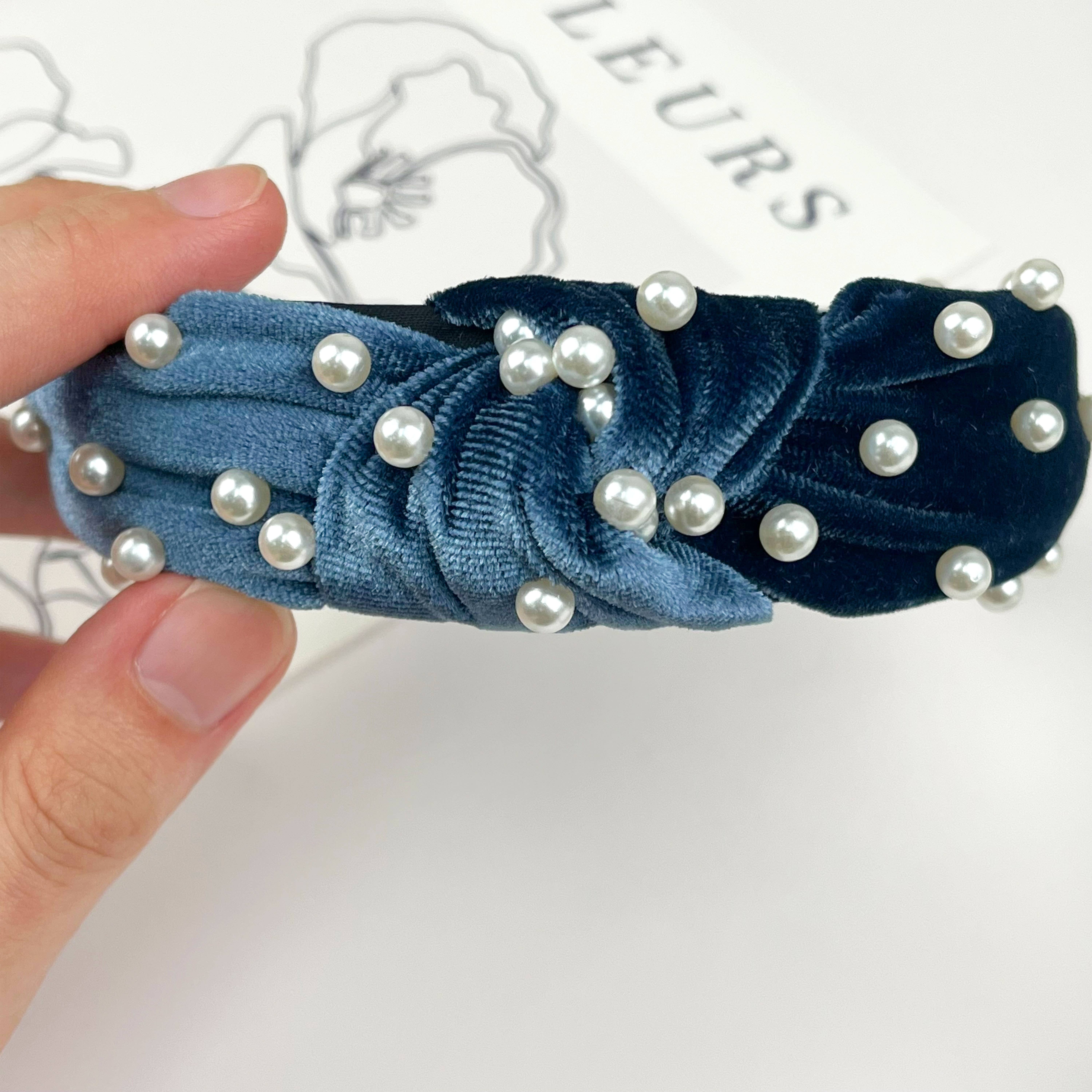 TheDivaSoap - Wholesale Fashion Headband - Women's - Flannel Embellished Knotted Beaded Pearl Headband6