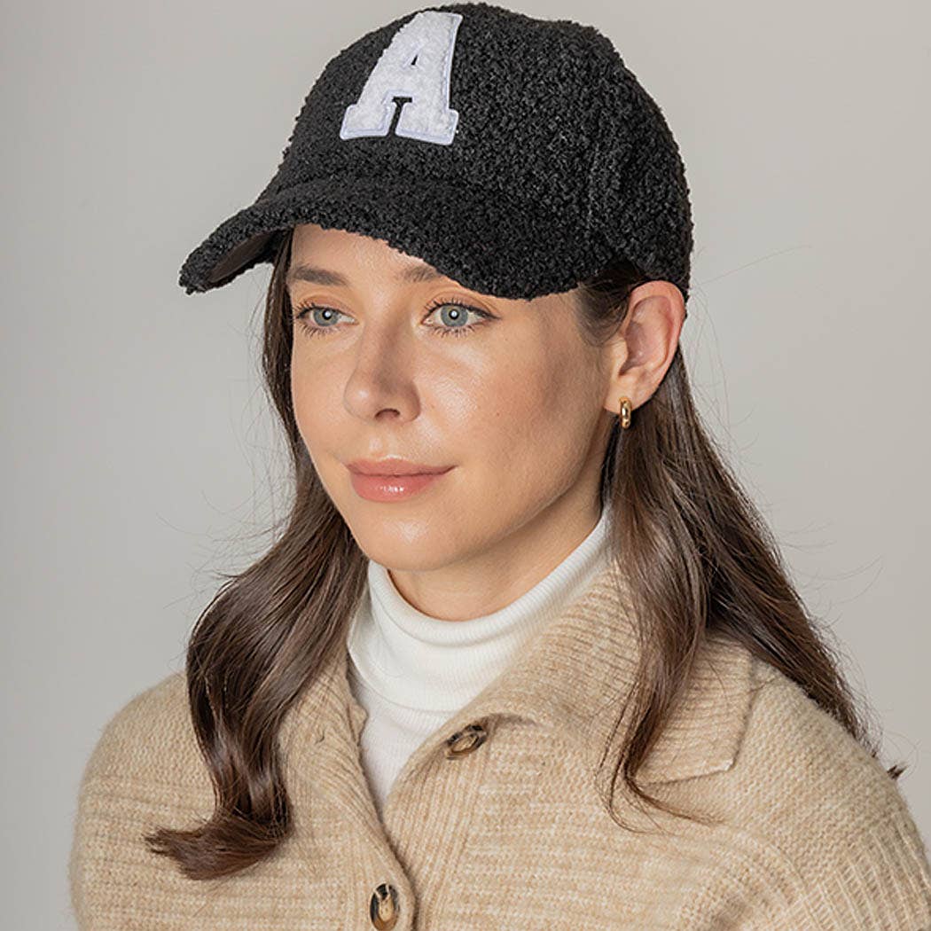 3AM BY H&D ACCESSORIES - Wholesale Baseball Cap - Women's - Letter A Sherpa Baseball Cap4