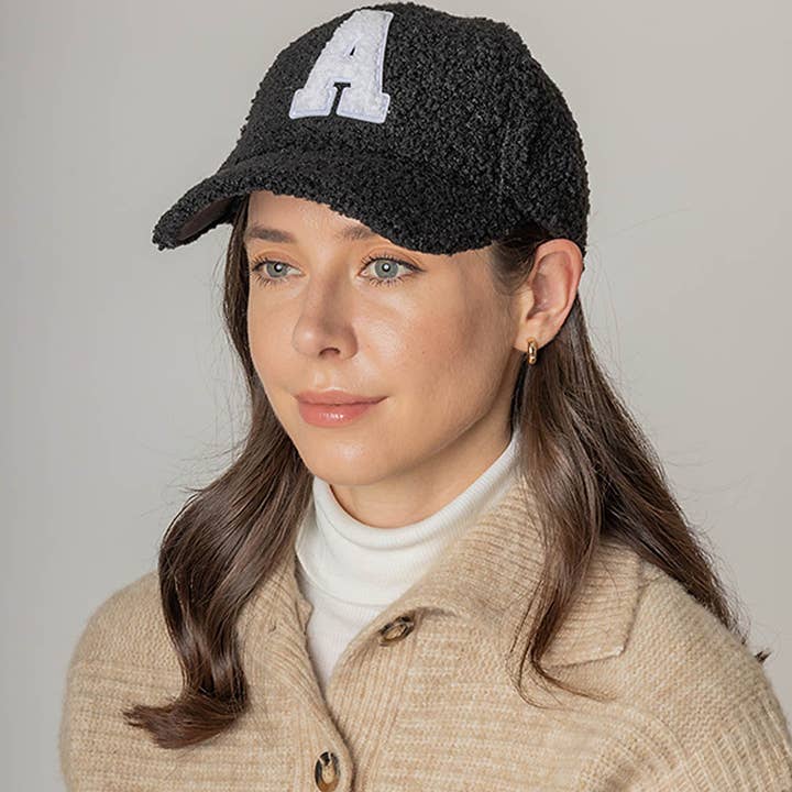 3AM BY H&D ACCESSORIES - Wholesale Baseball Cap - Women's - Letter A Sherpa Baseball Cap4