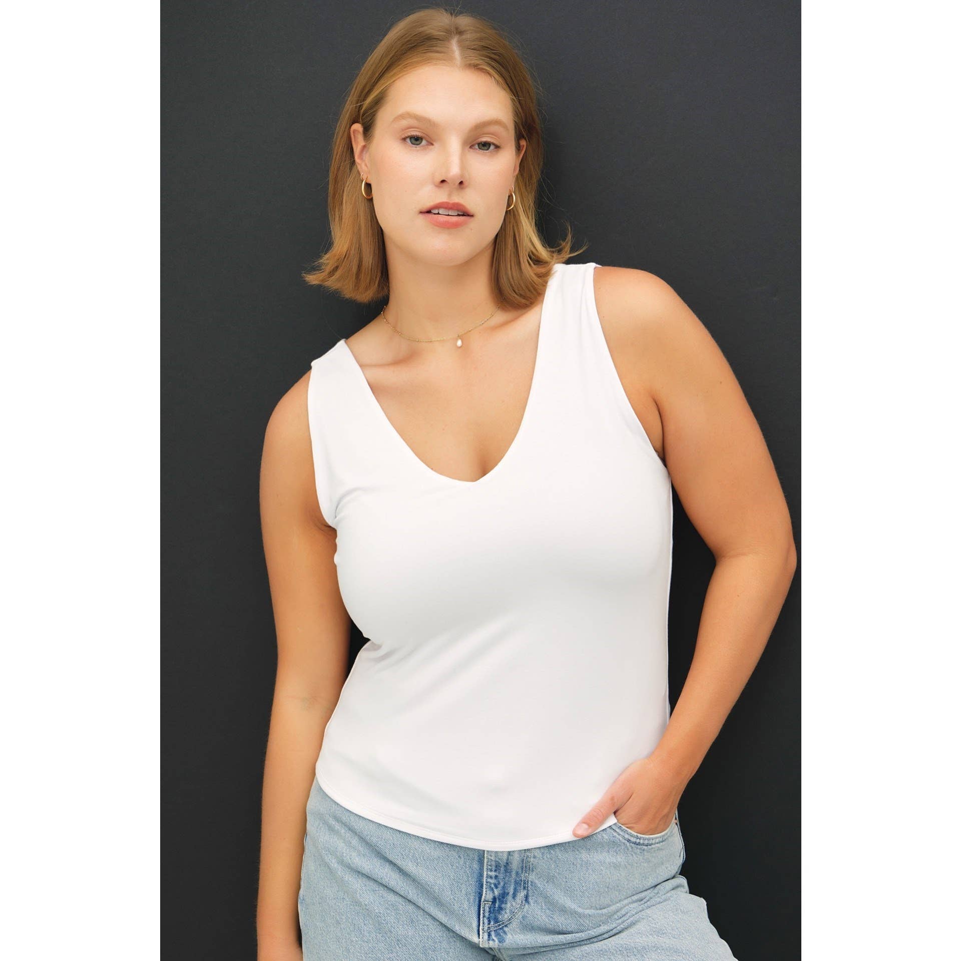 Curve Market - Wholesale Tank Top - Women's - PLUS SIZE DOUBLE LINED V NECK TANK TOP4
