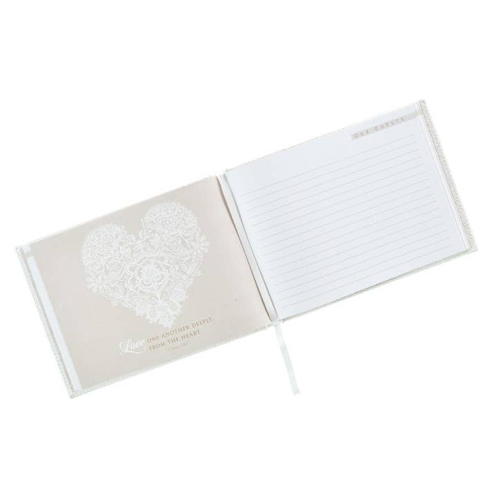 Christian Art Gifts - Wholesale Guest Book - Guest Book White/Gold Mr. & Mrs. Our Wedding