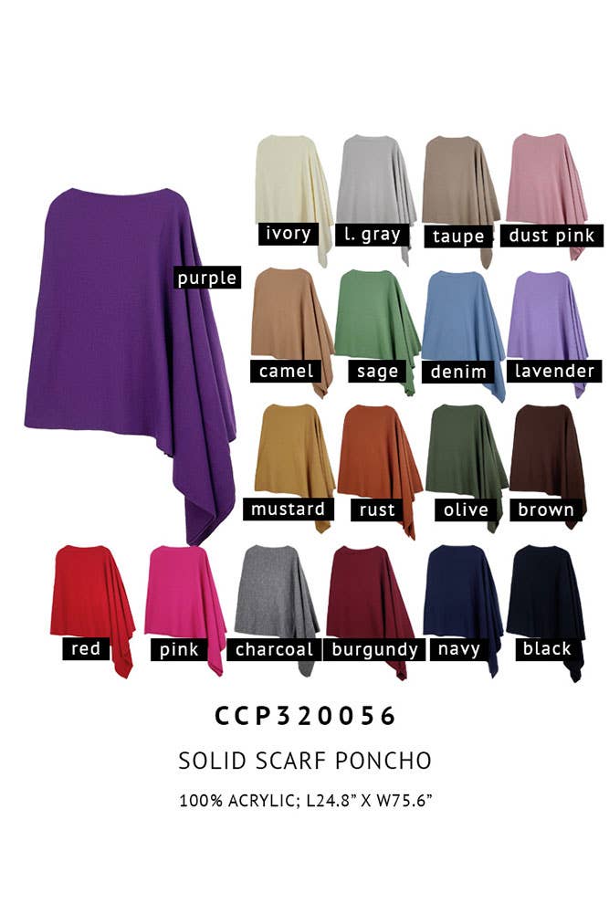 Hana - Wholesale Poncho - Women's - Solid Scarf Poncho26