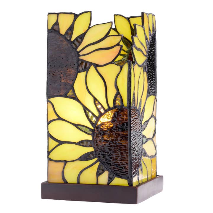 River of Goods - Wholesale Accent/Desk Lamp - 9.75"H Sunflower Rectangle Shade Hurricane Accent Lamp1