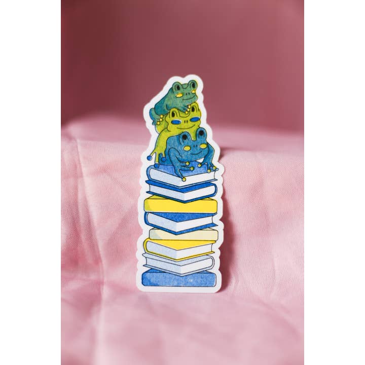 Froggy Reading Cute Risograph Bookmark for wholesale by By Danielle Witten