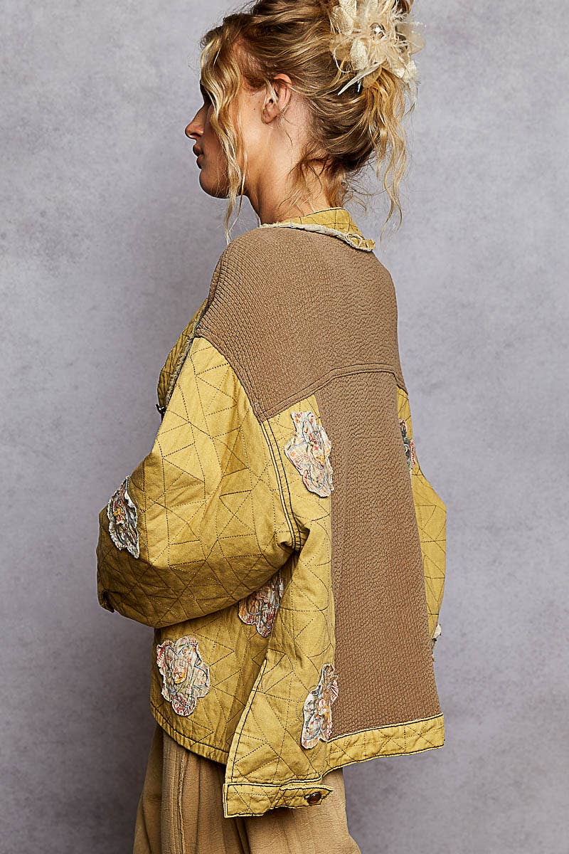 Pol Clothing - Wholesale Jacket - Women's - Long sleeve quilted twill big pocket woven jacket4