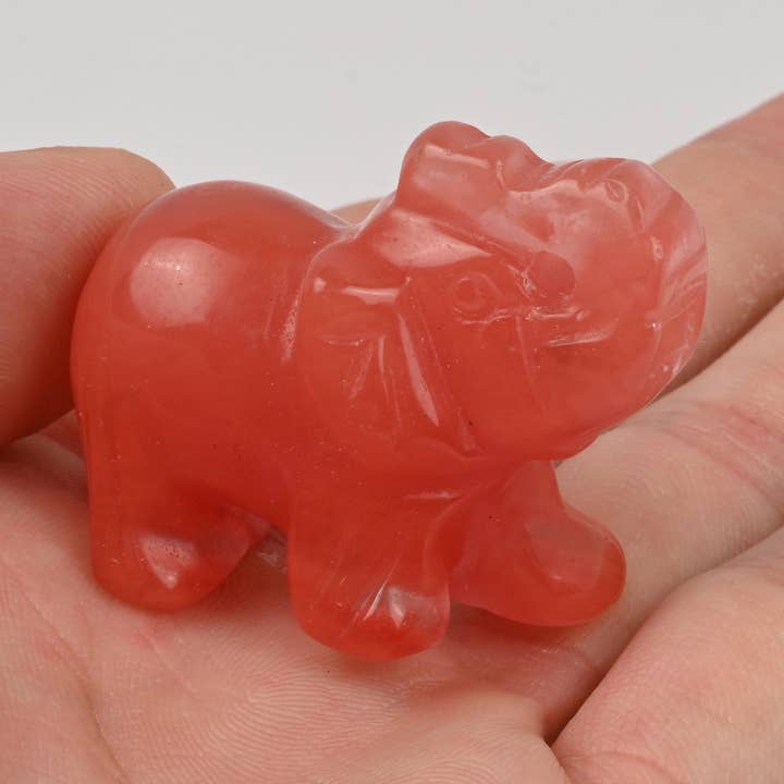 1.5" 2" Natural Cherry Quartz Elephant Gemstone Figurine for wholesale by ilovebeadsusa