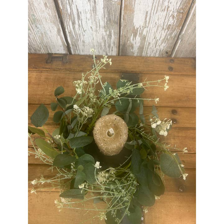 Vickie Jean's Creations Inc - Vente Fleurs artificielles - Anneau de bougie en eucalyptus Silver Dollar4