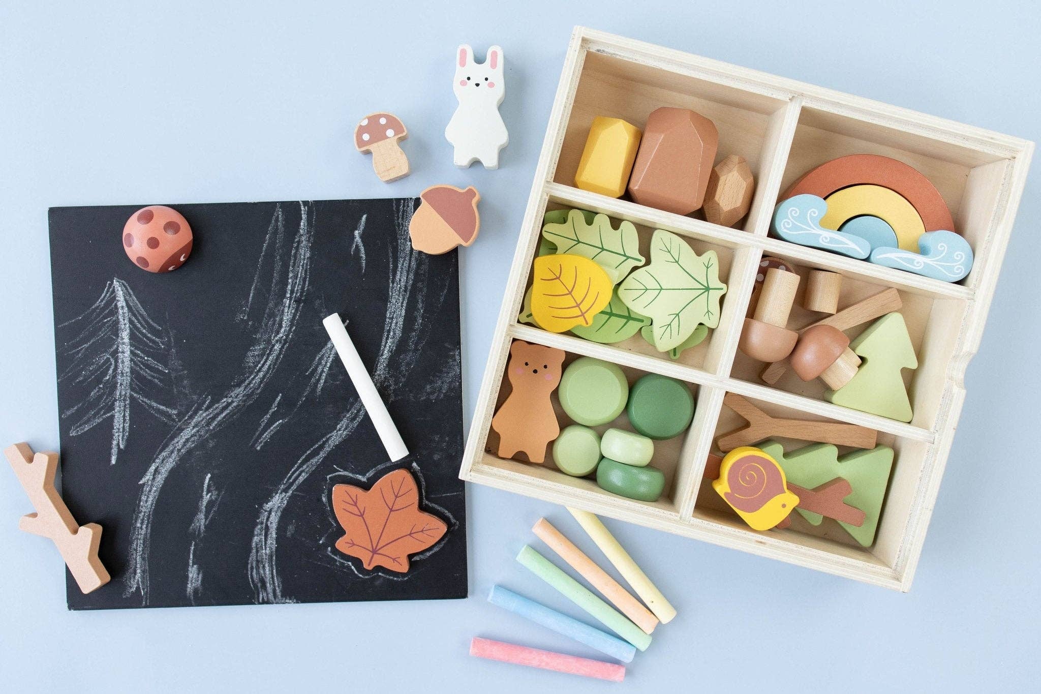 Spirit 'N Sprout - Wholesale Toy set – Kids - Wooden Forest Sensory Bin Accessories - Montessori Toddler Toys - Wooden Stacking Blocks9