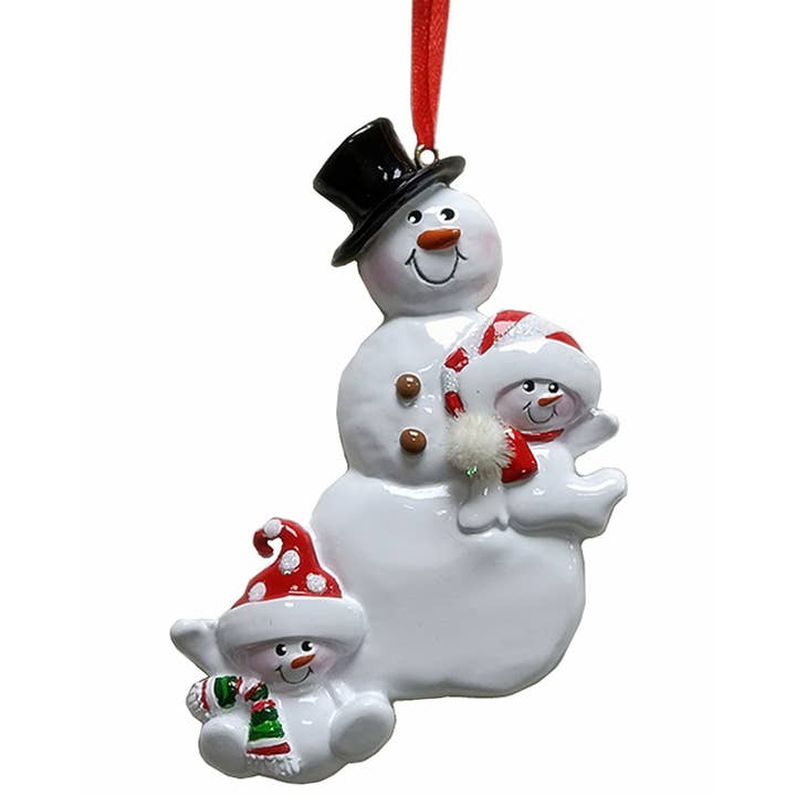 Famille de bonhomme de neige avec famille de bonhomme de neige de 2 ornes de personnalisation pour la vente par Kurt S. Adler, Inc.