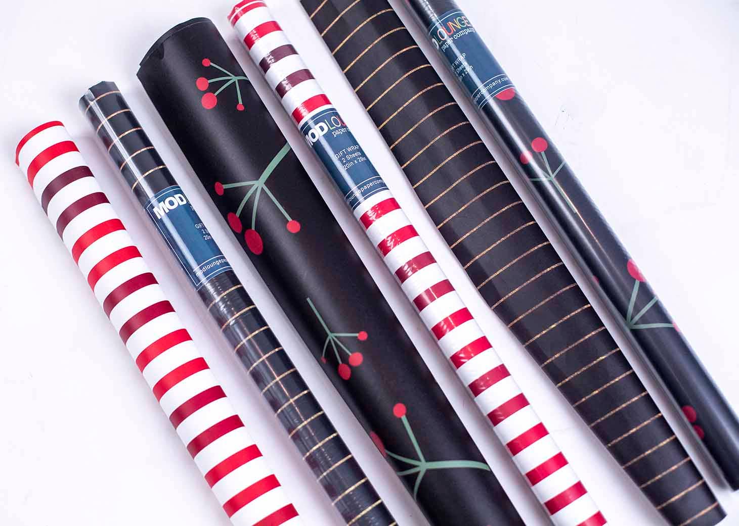 Mod Lounge Paper Company - Wholesale Flat Wrap - Mistletoe Mid Century Modern Holiday Gift Wrap Set of 23