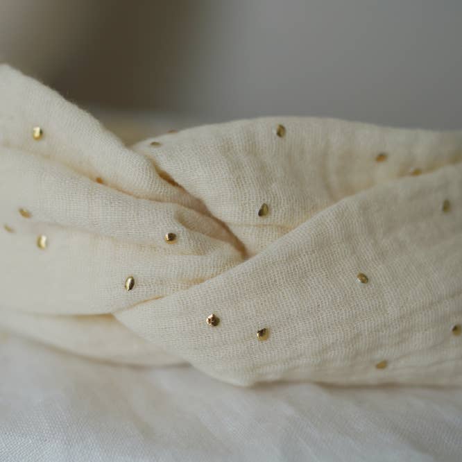 Bohomane - Wholesale Fashion Headband - Baby - Mila Child Headband Ecru and Gold1