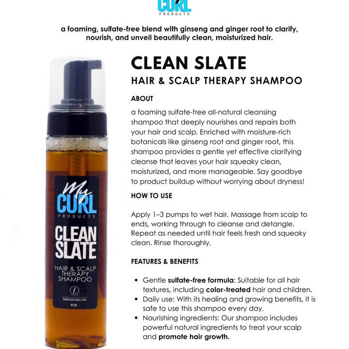 My Curl products - Wholesale Hair Shampoo - CLEAN SLATE HAIR & SCALP THERAPY SHAMPOO1
