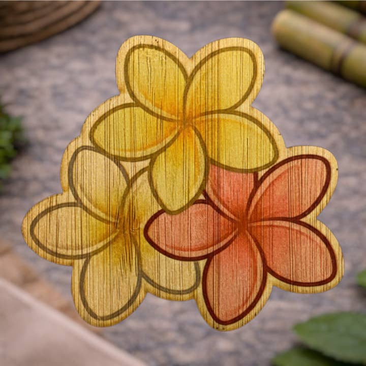 Plumeria Trio for wholesale by Bamboo Wood Stickers