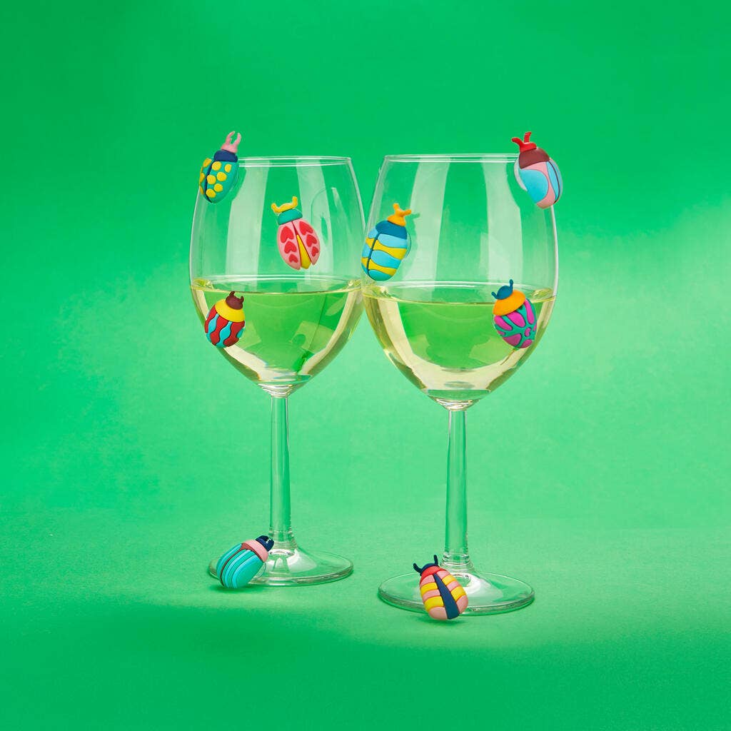 Balvi - Wholesale Wine/Cocktail Glass Markers - Cup markers, The Beetles, assorted colors, x8, plastic5