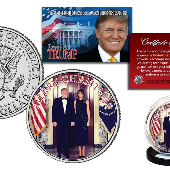 The Merrick Mint – wholesale Keepsake coin/token – Donald And Melania Trump Official Whitehouse Christmas Photo John F. Kennedy Half Dollar Coin - Fast Shipping - Free To U.S.!