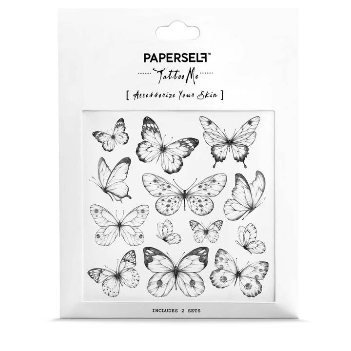 PAPERSELF - Wholesale Temporary Tattoo - Black Butterflies Temporary Tattoo