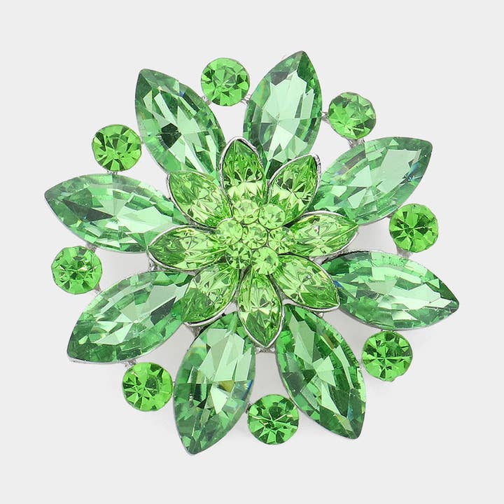 Sensibling Corp. - Wholesale Brooch - Marquise Stone Accented Flower Pin Brooch
5