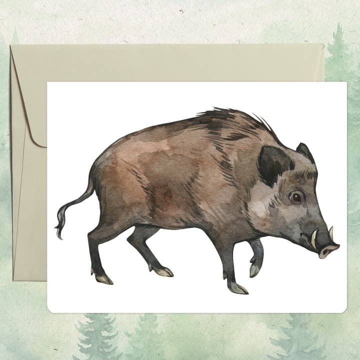 Cartão de felicitações com javali feito à mão por atacado de Soul Familiar
