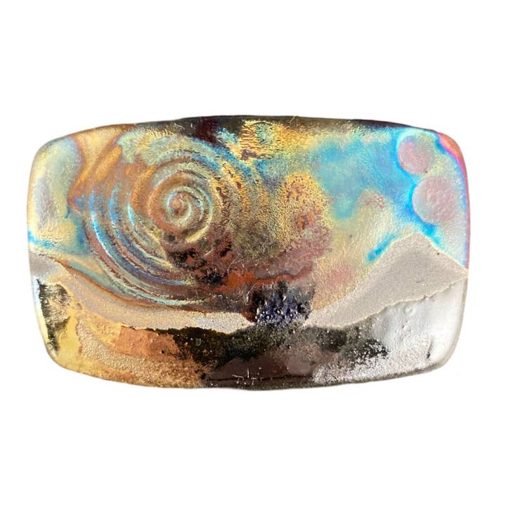 Lickin Flames - Wholesale Brooch - Magnetic Shawl Closure - Raku in Our Rainbow Raku Glaze1