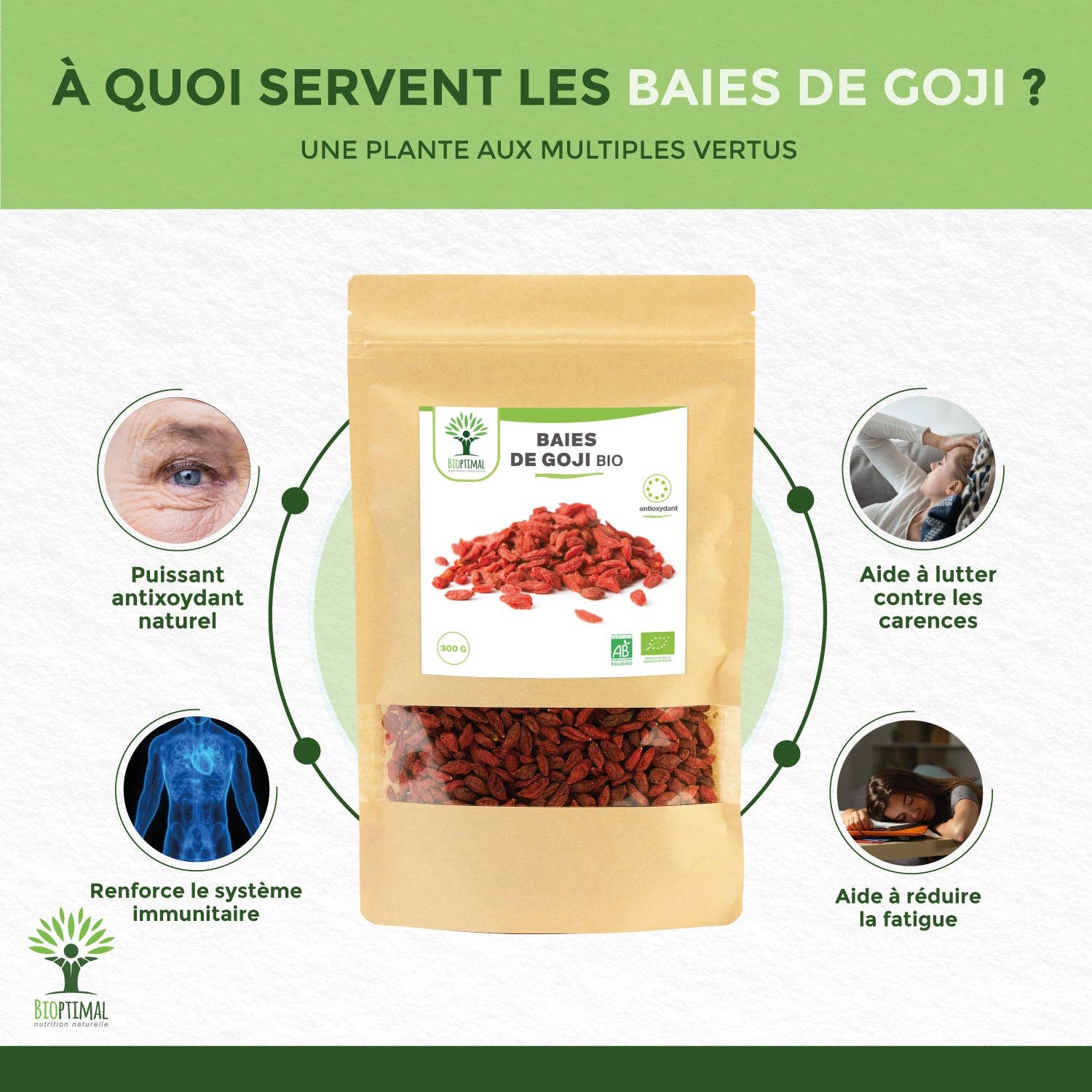 Bioptimal - Venta al por mayor Tés saludables/desintoxicantes - Bayas de goji orgánicas - Bioptimal1