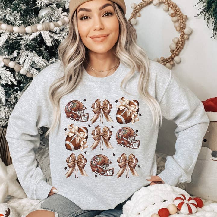 Felpa Football Bows, stagione calcistica per la vendita all'ingrosso da parte di Designs by MJ