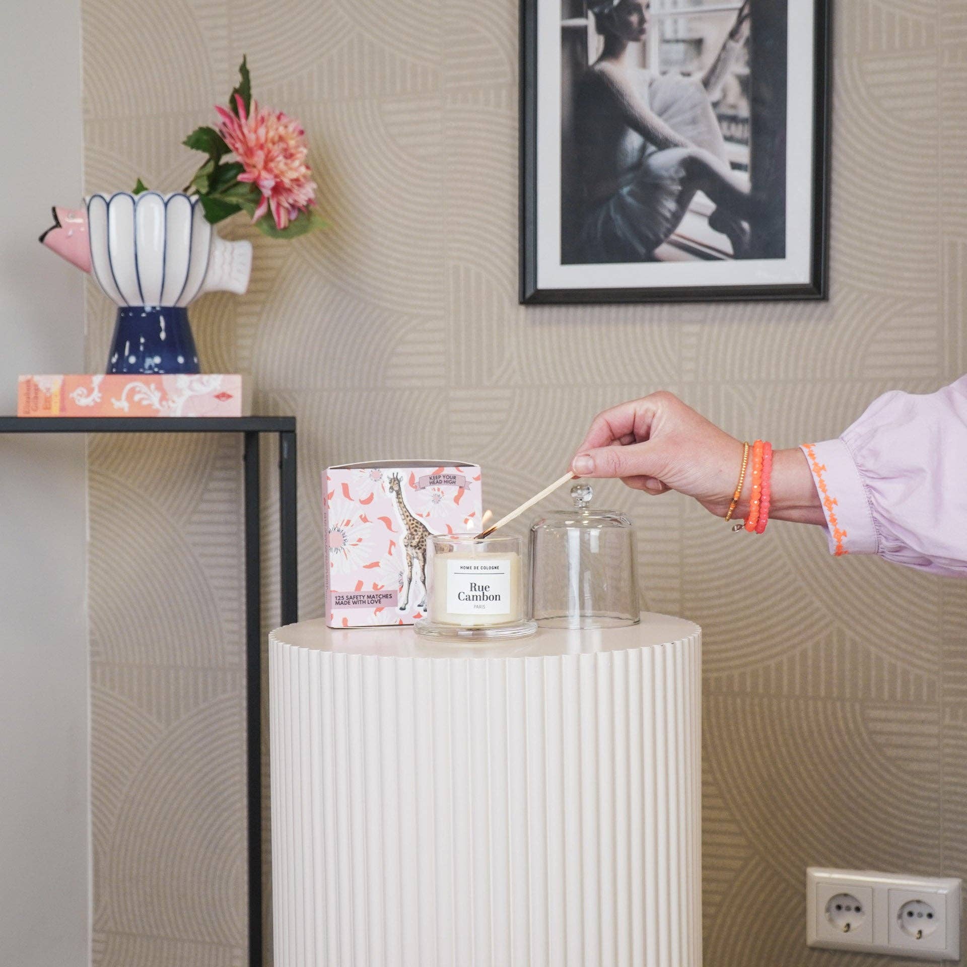 Housevitamin bv - Wholesale Match Holder - Matchbox - Lucifer Box Giraffe- Pink - 11x11x3cm3