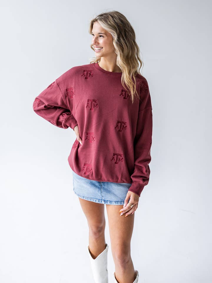 Texas A&M Ritter Repeat Lanternärm Crew för wholesale av Gameday Social Apparel Co.®
