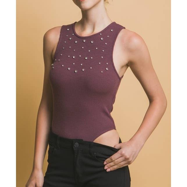 Strikket bodysuit med rhinestones for engroshandel hos Paperdoll