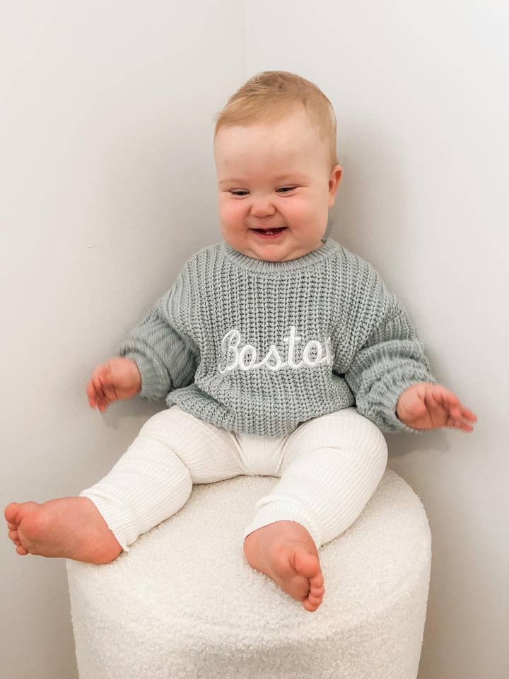 Petite + Co - Wholesale Knitted jumper – Baby - CHUNKY KNIT JUMPER - SEA2