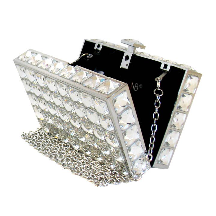 JNBFASHION.COM – wholesale Clutch bag – women's – Crystal Metal Box Clutch Bag