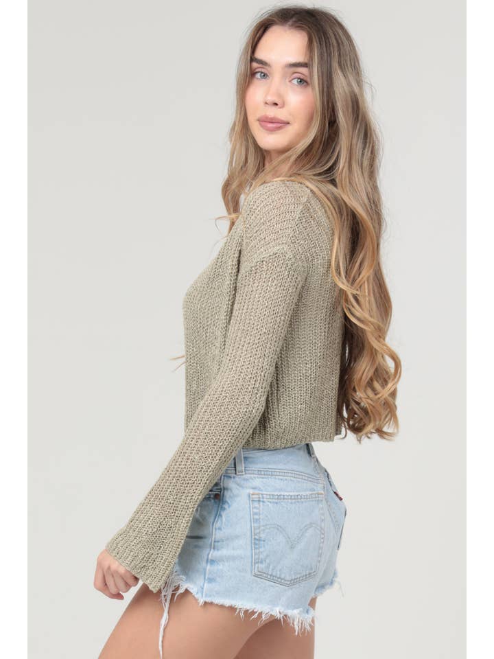 ANGIE - Wholesale Cardigan - Women's - XHT53-ASIS LIGHT WEIGHT FLARE SLEEVE CARDIGAN1