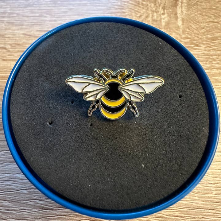 Scribble & Scroll - Wholesale Lapel Pin/Button - Bumble Bee Pin - Save the Bees - Bee Happy - Bee Kind