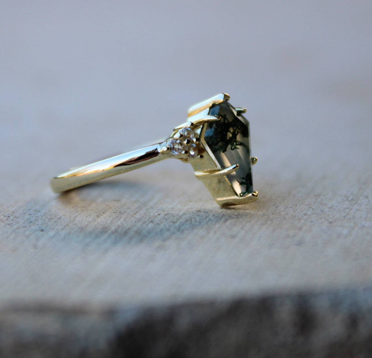 Vivian Grace Jewelry - Wholesale Cocktail/Statement Ring - Moss Agate & Topaz Ring2