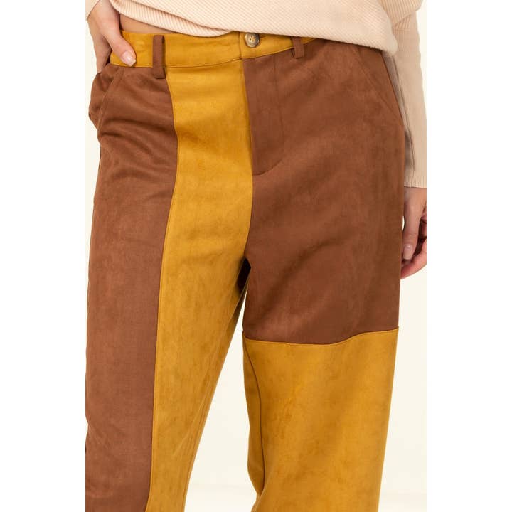 HYFVE - Wholesale Pants - Women's - Faux Suede Color Block Pants8